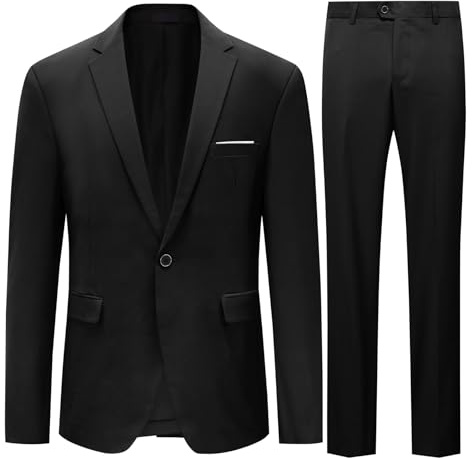 Traje de 2 Piezas para Hombre, Ajuste Delgado, para Boda, Cena, Esmoquin para Hombre, Negocios, Casual, Chaqueta y Pantalones