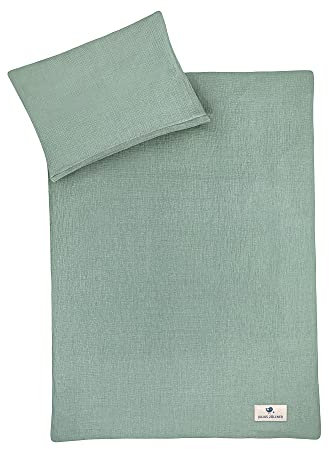 Julius Zöllner Musselin Kinderbettwäsche 100x135 + 40x60 cm | 2-teiliges Set aus Deckenbezug und Kissenbezug aus 100% Baumwollmusselin | Oeko-TEX Standard 100 | grün
