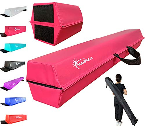MARFULA 6 FT / 8 FT / 9 FT / 10 FT Balance Beam Folding Floor Gymnastics Equipment for Kids, Non Slip Base, Gymnastics Beam for Training Home Gym Use