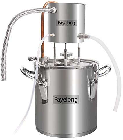 Fayelong Moonshine Still 12L/3Gal Stainless Steel Denatured Alcohol Canning Kit Ethanol Vodka Copper Still Water Distiller Home Brewing Kit (20L/5Gal)