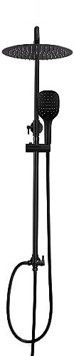 Görbach Regendusche Duschsystem Duschset ohne Duscharmatur Überkopfbrauseset matt schwarz (D20cm)