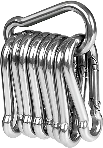 10 x Snap Hooks, LISOPO M5 Carabiner Heavy Duty 304 Stainless Steel, Carabiner Snap Hook Carabiner Keychain Clips for Outdoor, Camping, Hiking, Hooks for all lifting aids and handles with an eyelet