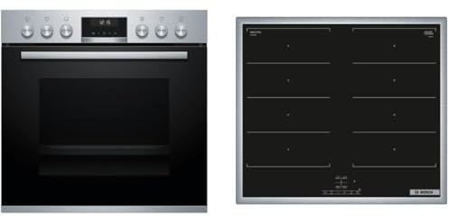 Bosch HND619LS66 Herd-Induktionskochfeld-Kombination (herdgesteuert), 59,4 cm breit, Autopilot 10-Automatikprogramme, Weiße LED-Display-Steuerung, Versenkknebel, Kindersicherung