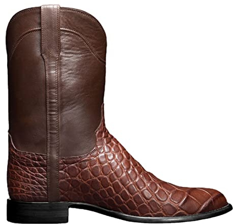 Botas Vaqueras Hombre Altas Occidentales de Pantorrilla Ancha Botas de Cowboy Western Botines Vintage Cocodrilo Comodos 38-48 (41,Marrón)