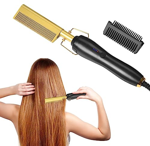 LIFEJXWEN Electric Hot Comb, 40W Electric Straightening Comb Ceramic Hot Comb Hair Straightener for Wigs, Afro Hair & Beard, 80-210 ℃ (Style-A)