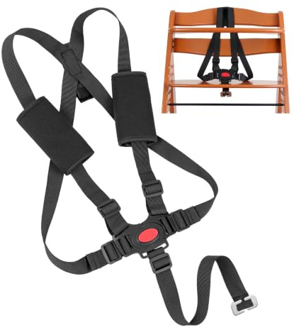 Arnés de seguridad para trona con almohadillas para el cinturón, 1 Set, compatible con Hauck, Stokke Tripp Trapp, Roba, sistema de arnés de 5 puntos para tronas infantiles