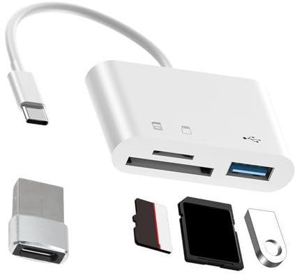 Lettore Schede SD USB C, Lettore di Schede 3 in 1 USB C, Adattatore Multifunzione SD/Micro SD/USB 3.0, Compatibile con Samsung, Huawei, MacBook, Laptop, Tablet, Alta Velocità di Trasferimento