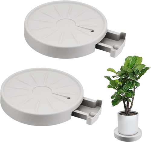MoYouno Lot de 2 rouleaux ronds pour plantes de 33 cm avec roulettes invisibles, soucoupe de pot de fleurs, grand pot de fleurs, pour plantes intérieures et extérieures, planche à roulettes jusqu'à
