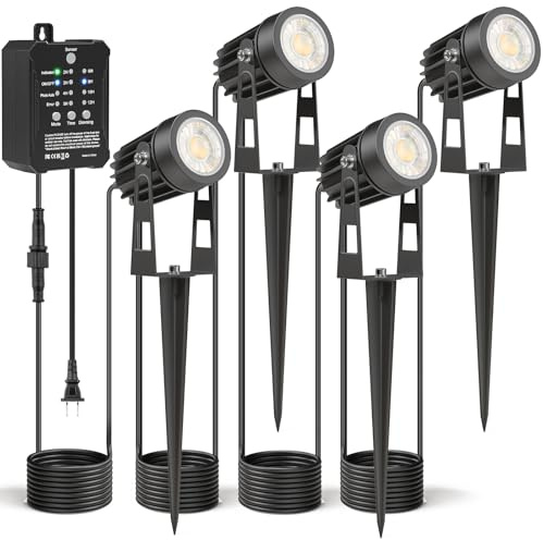 HIBOITEC 4-i-1 LED, golvspotlight, utomhus, 3 000 K, 14 V, 1200 lm, IP65, vattentät, trädgård med kontakt, vägbelysning för gräsmatta, gård, terrass, uppfart, fest