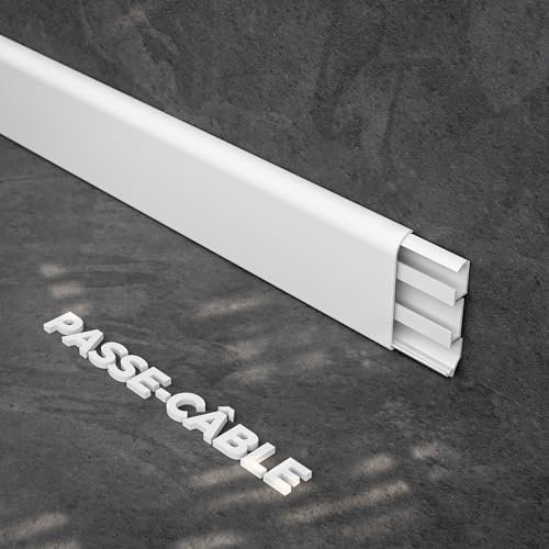 Plinthe Passe-Câble PVC 80 mm - Blanc - 2.60 m, Lot de 5