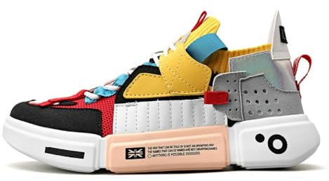 BINQER Men's Fashionable Multi Colored Athletic Sneakers for Basketball Running Casual Wear(Yellow,10 UK)