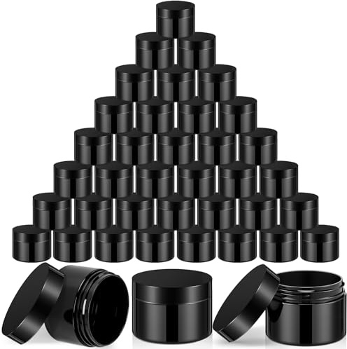 SATINIOR 36 Pieces 4 oz Plastic Jars with Lids Wide Mouth Airtight Reusable Container Acrylic Cosmetic Small Jars for Lotions Ointments Travel Toiletries Creams Make up Storage(Opaque Black)