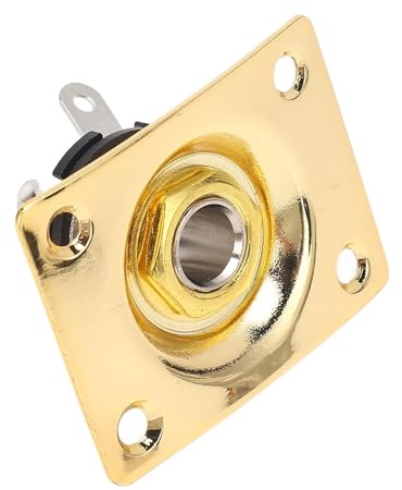 KIMISS Compact Square Metal Guitar Output Jack Plate for Telecaster | Easy Install Electric Guitar Jack Socket Plate with Screws | Compatible with and More (Gold)
