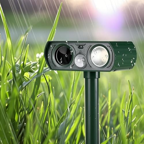 Ultraljuds-Multifunktionell Insektsavvisare Med Sol-, InfraröTt- Och Led-Blinkande Ljus, Avtagbar Och Justerbar StöDståNg, VattentäT, LäMplig FöR TräDgåRdar Och RisfäLt,A