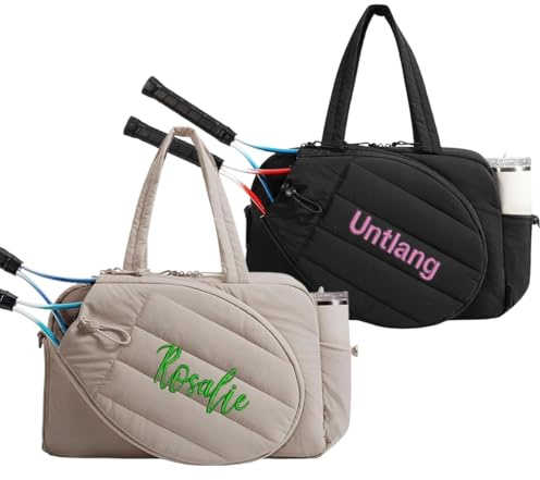 Borsa Da Tennis Personalizzata, Borsa Da Tennis Con Nome Ricamato Personalizzato, Contiene 2 Racchette, Con Tracolla Regolabile E Rimovibile, Adatta Fino Alla Custodia Del Laptop