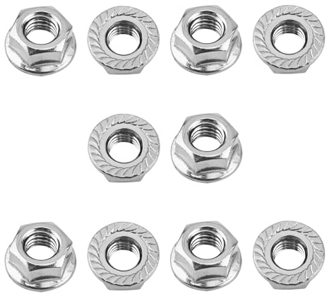 M8 Serrated Flange Hex Nuts, 10 Pcs M8-1.25 Flange Hex Nut, Hexagon Flange Nuts, Flanged Lock Nuts, 304 Stainless Steel Right Hand, Metric, Fully Thread Replacement Nut