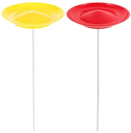 Alasum 2 Jeux D’Assiettes de Jonglage Jaunes et Rouges avec Bâtons de Jonglage pour Garçon et Filles, Accessoires de Spectacle Portables et Légers, Jeu D’Adresse pour Entraînement et