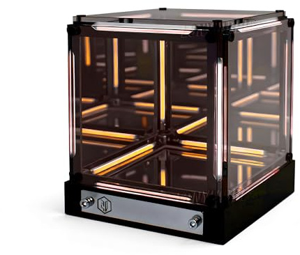 Lámpara de noche con espejo Infinity - Lámpara de noche LED con forma de cubo acrílico 4D, efecto abiso, luz de ambiente regulable, recargable USB-C para gamer, luz ambiental futurista para (Dorado)