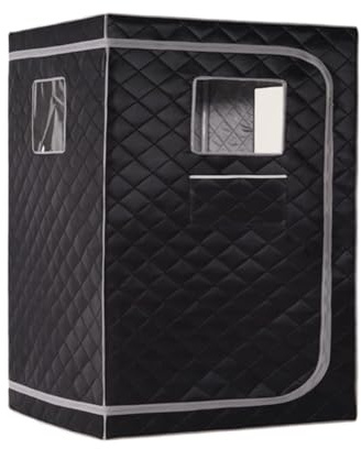 Bärbart ångbastu-tält, 2-personers bastu-tält i full storlek dubbel, Body Home Spa for avkoppling Detox Inn ångbåt för hemmabruk(Black Gray)