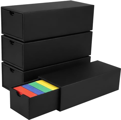Runyu 4 scatole per schedari, formato A8, colore nero, per schedari, formato A8, può contenere oltre 4000 schede, per studiare, fare appunti, scuola, lavoro in ufficio