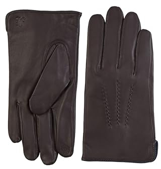 Hickey Freeman Men’s Leather & Cashmere Touch Screen Compatible Gloves, Brown