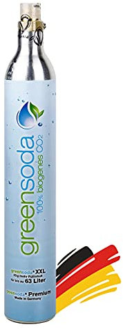 greensoda | Premium Universal Soda-Zylinder | 425 g Kohlensäure für 60 Liter (+25 g extra) | CO2 Zylinder für SodaStream Wassersprudler NEU