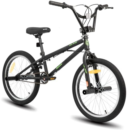 HILAND Bicicleta BMX Freestyle Infantil 20 Pulgadas, con Rotor de 360°, 4 Pegs de Acero y Rueda Libre, para Niños y Niñas de 7 a 12 Años, Color Negro
