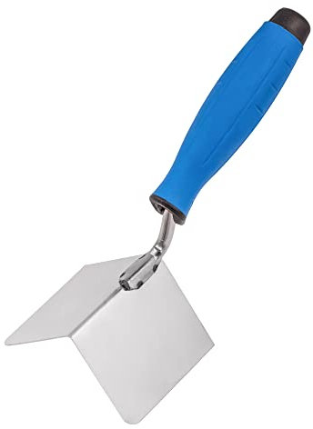 Mivos Paleta de Esquina Exterior de Acero Inoxidable - 80 x 60 mm - Espátula de Esquina con Mango Suave - Esquinera de ángulo de 90°