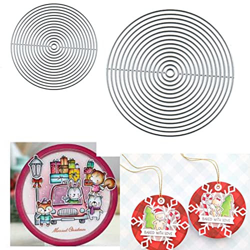 Nesting Circle Metal Die Cuts,Merry Christams Circle Round Border Cutting Dies Cut Stencils DIY Scrapbooking Decorative Embossing Paper Scrapbooking Card Making