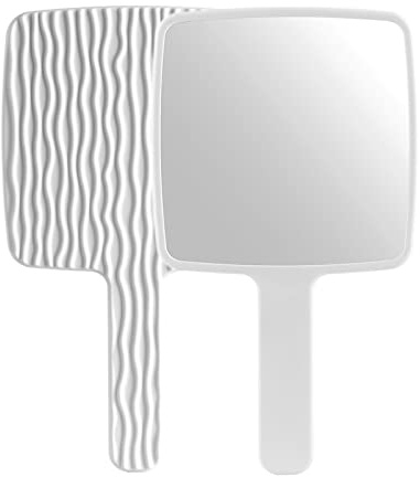 Jasefa Hand Mirror, Handheld Mirror with Handle for Makeup, Portable Cute Hand held Mirror for Shaving, Travel Men & Women(White)