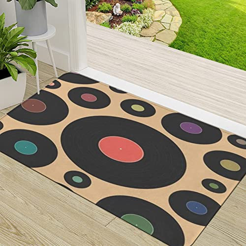 Zerbino Ingresso,Musica colorata Dj Vinyl Retro Disco Vintage Phonograph Pattern Record Acoustic Album Sou,Antiscivolo Assorbente Resistente allo sporco Tappeto Cucina Tappeto Tappeto Entrata Zerbino