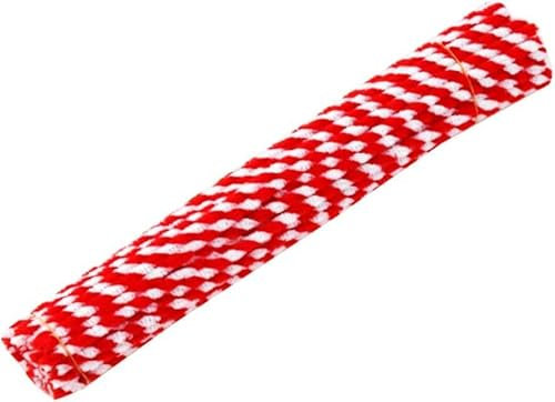Katutude Pfeifenreiniger, 50 Stück Chenille Stiele zum Basteln, Rot mit Weiß, für DIY-Projekte und Basteldeko für Kinder