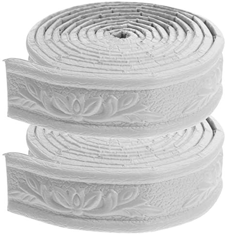 JECOMPRIS 2 Rouleaux De Bordure De Papier Peint Bordure De Papier Peint Motif Floral Garniture Murale 3D Bordure De Plinthe Pour Plinthes Bandes D'angle De Plafond (89. 60X1. 57X0. 20In)
