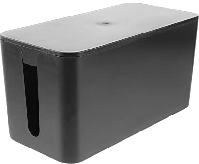 Angoily Scatola Portacavi Multipresa in Plastica Nera Copertura Blocca Cavi, Organizer Di Prese Multiple e Via Cavo, Gestione Sicura Per Ufficio e Casa, Taglia s Compatta