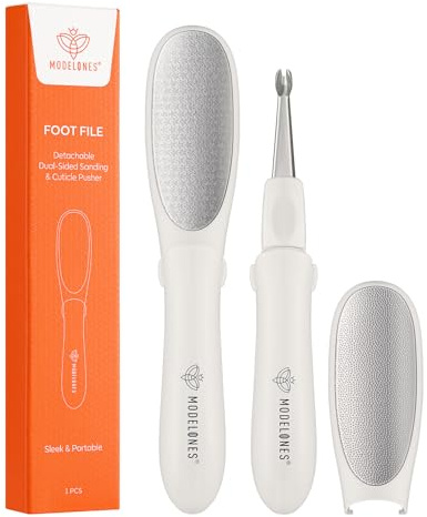 Modelones Gel Nail 3 in 1 Mini Foot Files Callus Remover for Hard Skin, Multifunction Pedicure Tool for Feet with Double-Sided Rasp, Dead Skin Fork- Safe, Lightweight Foot Sander for Hand &Foot Care