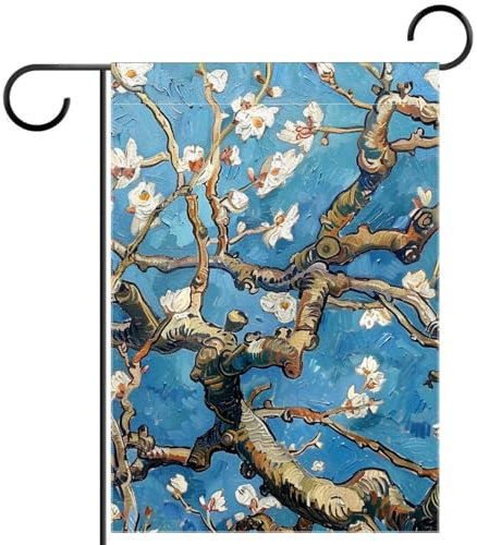 Drapeaux de jardin pour l'extérieur, drapeaux de jardin saisonniers, drapeau de jardin de vacances, peinture à l'huile, abricotier, drapeau de jardin de bienvenue