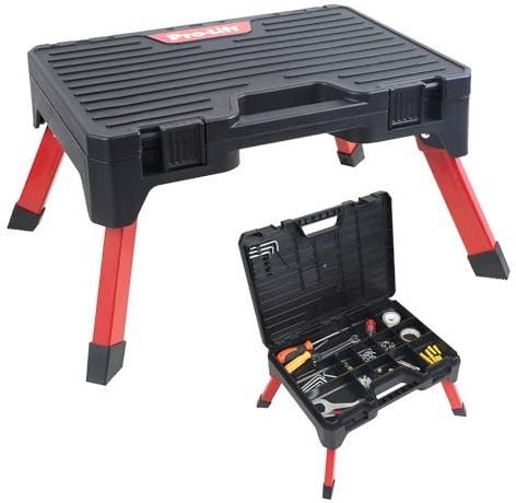 Pro-Lift Portable Storage Step Stool– Non-Slip One Step Stool, Folding Step Ladder with Storage Box for Kitchen, Home, Truck, RV, SUV, and Camping.