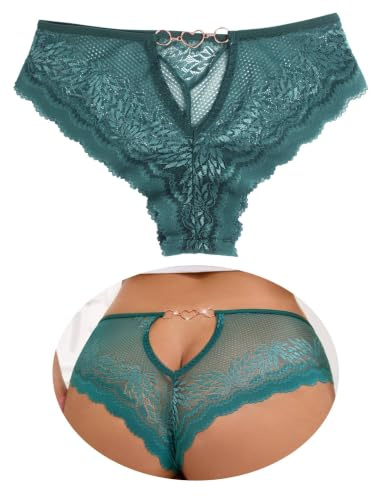 comeondear Perizoma Sexy Donna Pizzo Tanga Seducente Vita Bassa Mutande Brasiliana String Taglie Forti Mutandine Trasparente Slip Intimo Perizomi Bikini Intimo Hard Lingerie Sexydonna Verde,M