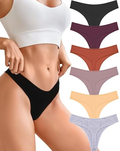 FINETOO String Tanga Damen Baumwolle Sexy Unterwäsche Frauen Bequem Unterhosen Damen Set Tangas Slip Underwear Women Thong Mehrpack 6