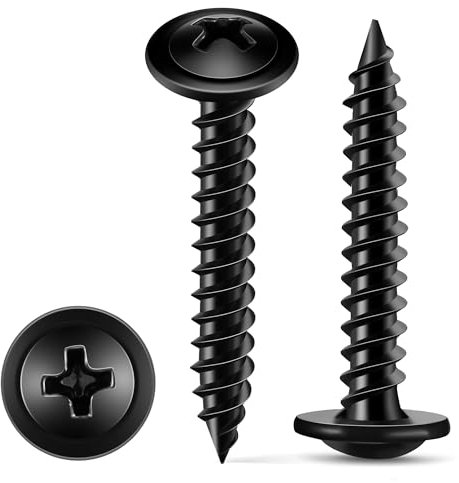 150 Piezas Tornillos para Madera Cabeza de Truss Modificada Negra M4.2 x 38 mm, Acero Endurecido, Revestimiento Anticorrosión, Ideales para Madera, Metal y Plástico - TPOHH