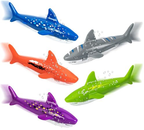 IHLOOTD Torpedo Piscina Acuatico 5 Piezas Pool Torpedo Juguetes Piscina Buceo para Niños Torpedos de Juguete de Submarino para Accesorios de Buceo, Entrenamiento SubacuáTico de Verano