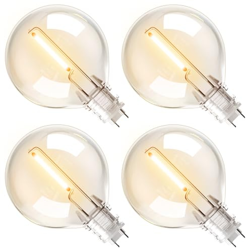 addlon Confezione da 4 lampadine solari di ricambio G40, E17 3 V, in plastica infrangibile, solo per luci solari esterne, dimmerabili, 2700 K, bianco caldo