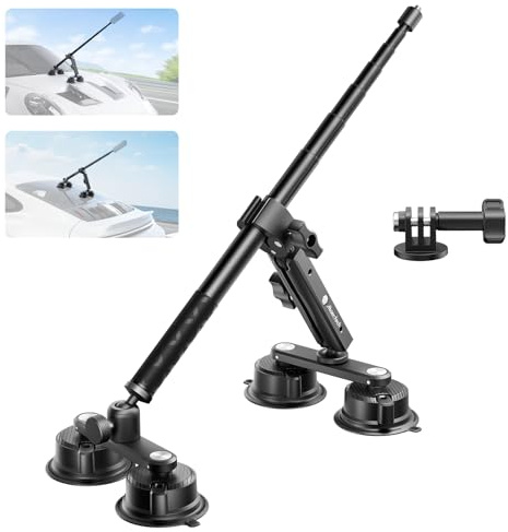Maectech 4 Sugkopp Bilfäste Sats för Insta360 X5 X4 Actionkamerafästen | Bilstativ för Insta360 X5 tillbehör, 360 kamerafästen för GoPro, sugkoppsfäste för Osmo Action 6/5, bilracing resvlogg