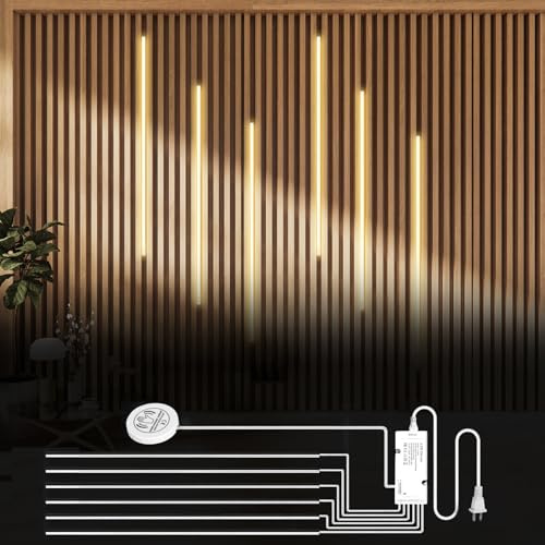 Dimmable LED Recessed Lighting for Acoustic Panel Cuttable Soft 3000K COB Hanging Strip Light with Touch Sensor for Wood Accent Groove Slat Wall Panel, Themed Space, Headboards, Home Gym Decoration