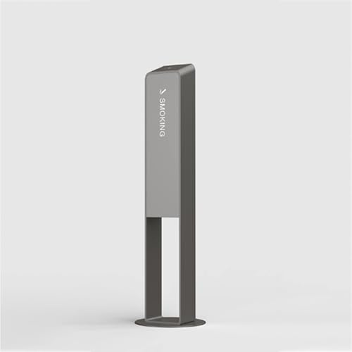 Posacenere da terra con coperchio, in acciaio inox, antivento e facile da pulire, per patio, ufficio, casa, ristoranti, giardino, aree esterne (grigio)