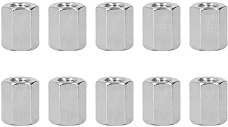 10 pièces d’écrous de raccord hexagonaux M10, kit d’écrous de raccord anti-corrosion en acier inoxydable 304, écrou de connexion hexagonal robuste pour boulons, goujons et tiges