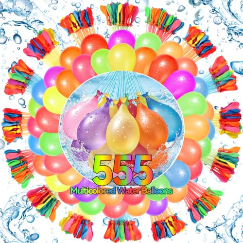 555PCS Water Balloons for Adults, Water Balloons Self Sealing Easy Quick Fill with Faucet Connectors, Colorful Splash Waters Bombs Balls for Adults Outdoor Family Gatherings Garden Pool Beach Party