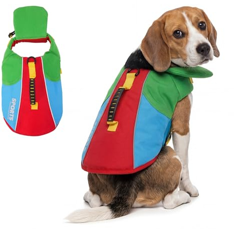 Ranphy Chaleco salvavidas para perro con flotador de barbilla, chaleco de natación reflectante de alta flotabilidad con asa de rescate y anillo de plomo para piscina, barco, playa, perros pequeños