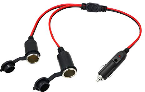 Car Cigarette Lighter Cable,SinLoon 1 to 2 Car Cigarette Lighter 12v 24v Power Charger Adapter 2 Way Socket Splitter Female Socket Plug Connector Extension Cable Car Accessory Connector Outlet（1to2）