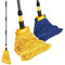 Gadhra Trapeador Comercial, trapeador Industrial de Cuerda con Extremo en Bucle, fregona Resistente con 2 Cabezales de fregona de algodón para Limpieza de Suelos, Azul/Amarillo